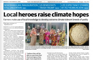 Newspaper news:Local heroes raise climate hopes